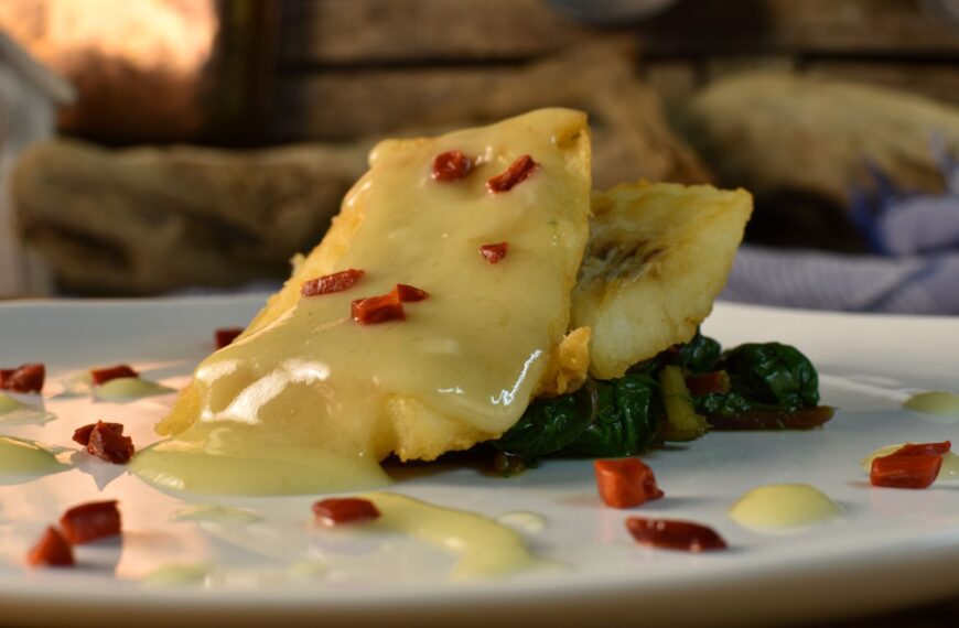 pil pil cod with peppers and chards