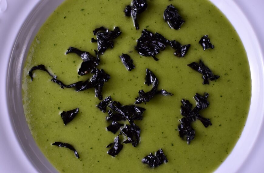 broccoli cream with black trumpets