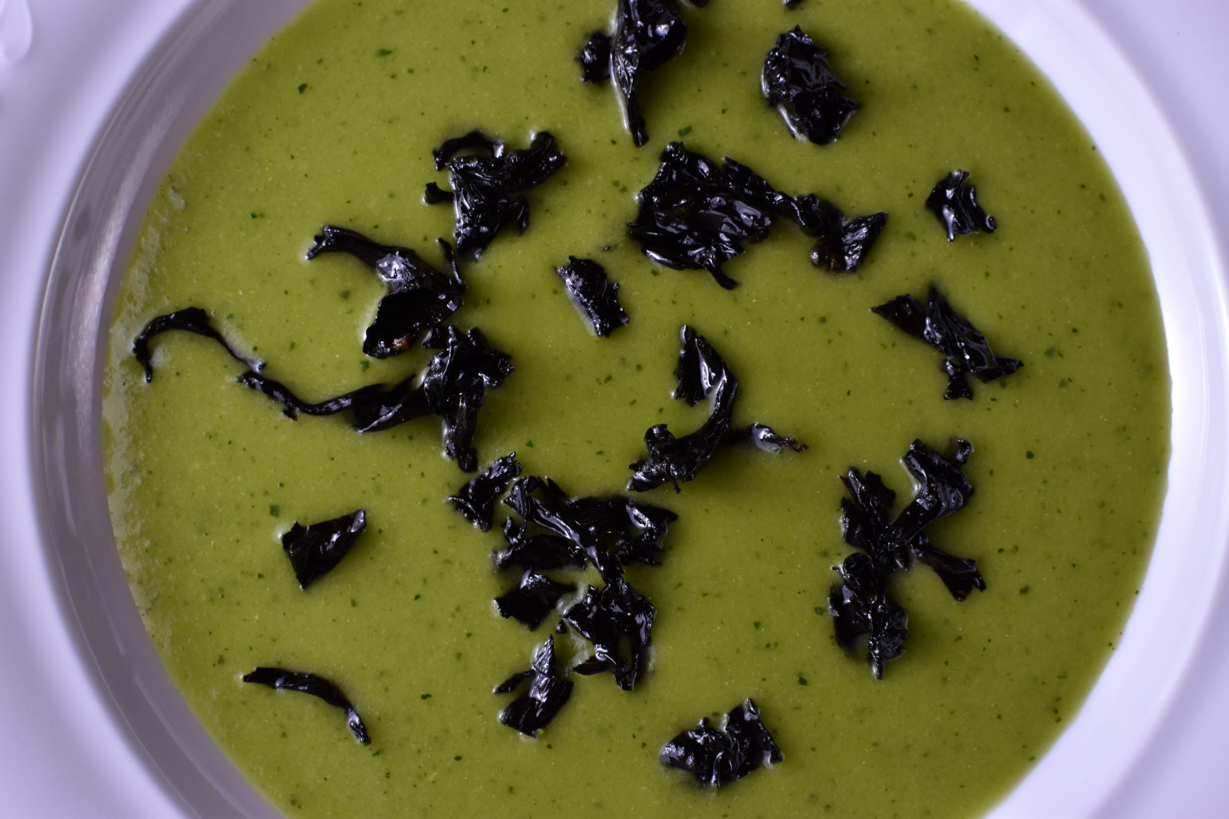 broccoli cream with black trumpets