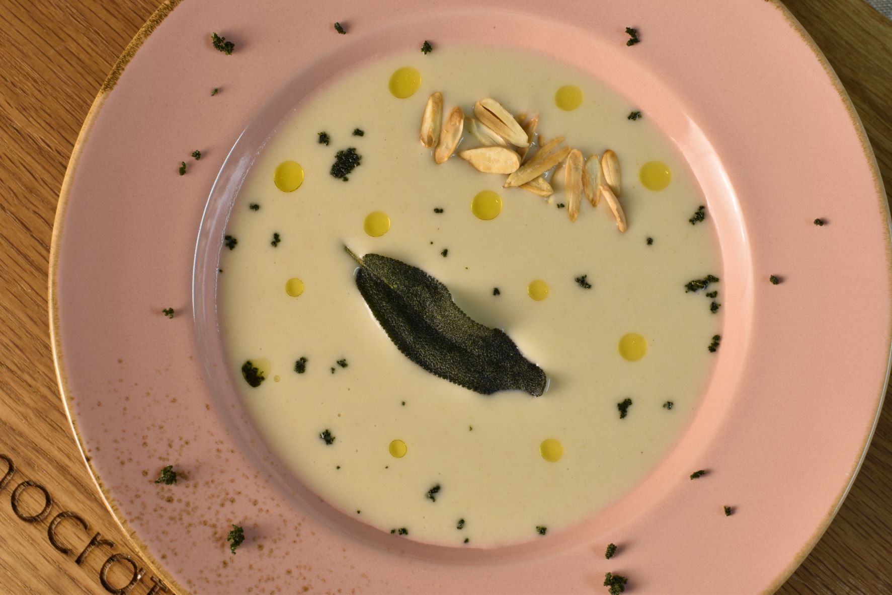 garlic soup with fried sage