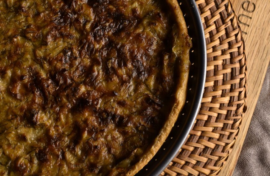 Leek, fennel and guanciale pie