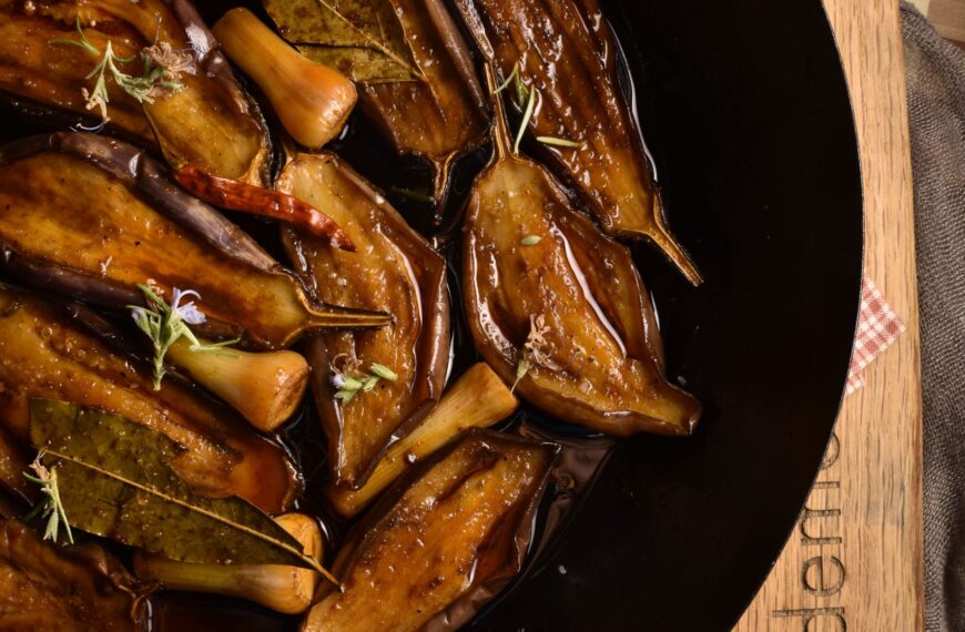 eggplants in escabeche sauce
