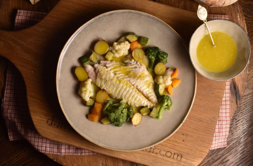 John Dory with vegetables and saffron sauce
